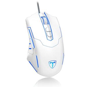 Lizsword Wired Gaming Mouse, PC Gaming Mice [Breathing RGB LED] [Plug Play] High-Precision Adjustable 7200 DPI, 7 Programmable Buttons, Ergonomic Computer USB Mouse Windows/PC/Mac/Laptop Gamer-White