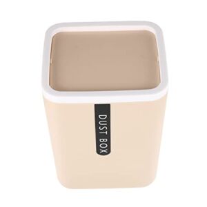 Homoyoyo Desktop Trash Can with Lids Plastic Wastebasket Small Garbage Storage Container Jewelry Organizer Bins for Bathroom Bedroom Cabinet Home Office Khaki