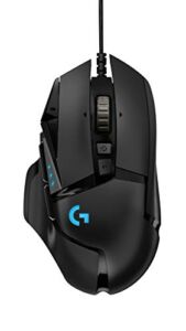 Logitech G502 Hero High Performance Wired Gaming Mouse, Hero 25K Sensor, 25,600 DPI, RGB, Adjustable Weights, 11 Programmable Buttons, On-Board Memory, PC/Mac – Black