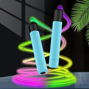 Bertiveny LED Rainbow Jump Rope for Kids Light Up Exercise Jumping Rope for Sport Interest Luminous Adjustable Skipping Ropes for Decompression Women Leisure Men Fitness (Blue)