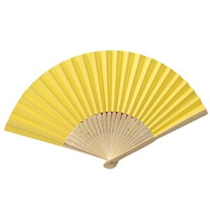 HYUIYYEAA Ship Decorations for Party Solid Fan Folding Folding Party Wedding Hand Dance Held Silk Pattern Color Tools & Home Improvement Vintage 1975 Party Decorations (Yellow, One Size)