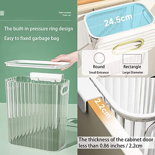 Hanging Trash Can with Lid, 3.1 Gallon Transparent Wall Mounted Garbage Can, Plastic Kitchen Compost Bin Wastebasket for Bedroom, Bathroom, Office, Cabinet Door(Green) | The Storepaperoomates Retail Market - Fast Affordable Shopping