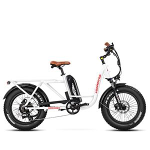 ADDMOTOR M-81 Electric Bike for Adults, 105 Miles, 48V 20AH Removable Samsung Battery UL Certified, 750W Long-Tail Cargo Electric Bicycle, 20″x4″ Fat Tire Ebike, 7 Speeds, Suspension Fork (White-11)