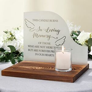 AW BRIDAL Sympathy Gifts Memorial Candle Acrylic & Wooden In Loving Memory Wedding Signs, Memorial Bereavement Gifts for Loss of Loved One Mother Father