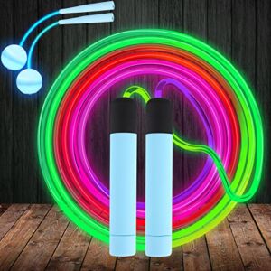 2 Pcs Led Jump Ropes for Kids, Light Up Jump Rope Glowing Jump Ropes Luminous Skipping Ropes for Kids Women Men Fitness