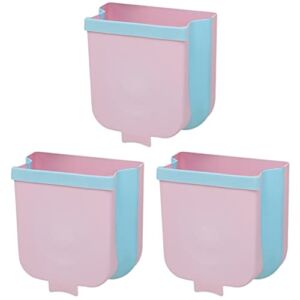 YARNOW 3pcs Basket Small Wall Bedroom Bins Rubbish Mounted Sundries Office Waste Storage Over Scraper Garbage Cabinet Folding Bucket Under Containers Hanging Foldable Classification