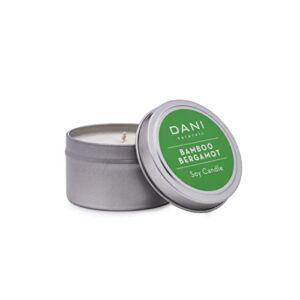 DANI Bamboo Bergamot Travel Soy Candle in a Tin Can, 2 Ounce