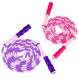 Zocy Soft Bead Jump Rope,Adjustable Fitness Skipping Rope for Men, Women and Kids Keeping Fit, Training (Pink+Purple)