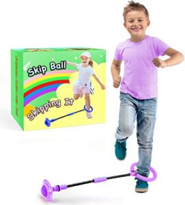 SIERLIKY Skip Ball for Kids, Foldable Ankle Skip Ball Colorful Light Flashing Jumping Ring, Fitness Jump Rope Sports Swing Ball, for Children Adults Boys Girls Toy (Purple)
