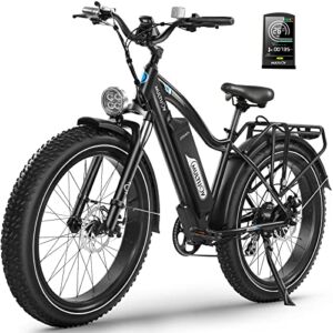 MULTIJOY Electric Bike for Adults,Upgraded 48V 20Ah Removable Battery,750W Powerful Motor & 26” Kenda Fat Tire Electric Bicycle with Aluminum Rack Snow Beach Mountain Ebike Shimano 7-Speed(Black)