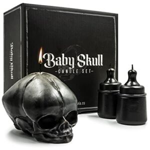 GAVIA Baby Skull Candle Set – Scented – Gothic Decor – Witchy Room Decor – Goth Bedroom Decor – Skull Decor – Horror Decor – Spooky Home Decor – Gothic Home Decor – Witch Decor – Halloween Home Decor