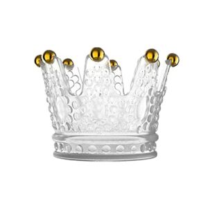 1 Piece Glass Crown Candle Holder Crystal Ball Stand Accessories Base Ashtray Candlestick Ornaments