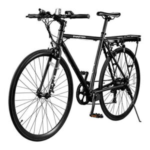 Swagtron Swagcycle EB-12 City Commuter Electric Bike with Removable Battery, Black, 700c Wheels, 7-Speed Shimano Gears