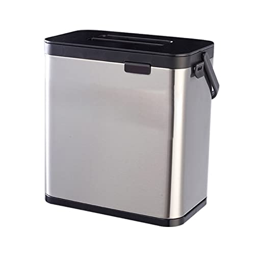 Garbage Container 0.8 Gal/3L Hanging Trash Can with Lid for Kitchen Cabinet Door, Stainless Steel Garbage Can Kitchen Compost Bin for Countertop or Under Sink Waste Basket | The Storepaperoomates Retail Market - Fast Affordable Shopping