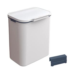 Bothyi Kitchen Cabinet Door Hanging Trash Can Compost Container Kitchen Cabinet Door Garbage Can Slide Open for Laundry Office Bathroom, 9L White