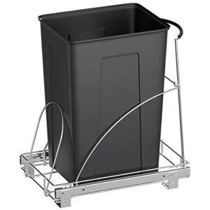 Insputer Pull Out Trash Can Under Cabinet, Under Sink Trash Can with Silicone Handle, Heavy Duty Slide Out Garbage Can Shelf for Kitchen Sink Pantry, Waste Bin Not Included