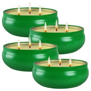 Helly Citronella Candles, 4 Pack 13.5 oz Each 3-Wick Scented Candle Soy Wax Portable Travel Tin Gift Set, Outdoor and Indoor