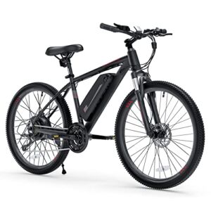 Electric Bike for Adults 350W 36V/10.4AH Removable Lithium Battery, 2X Faster Charge, 26” Mountain Ebike, Shimano 21 Speed and LCD Smart Meter, BAFANG Motor, Suspension Fork, Dual Disc Brakes