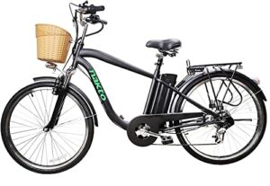 NAKTO Electric Bike 350W Electric Cruiser Bicycle-Up to 40 Miles- Removable Battery, Shimano 6-Speed and Dual Shock Absorber, 26″ Electric Commuter Bike for Adult
