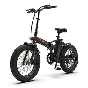 aostirmotor Folding Electric Bike with 500W Motor 36V 13AH Removable Lithium Battery,20”4 inch Fat Tire Electric Bicycle,Ebike for Adults (Black)