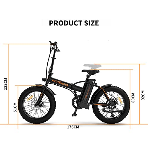 aostirmotor Folding Electric Bike with 500W Motor 36V 13AH Removable Lithium Battery,20”4 inch Fat Tire Electric Bicycle,Ebike for Adults (Black) | The Storepaperoomates Retail Market - Fast Affordable Shopping