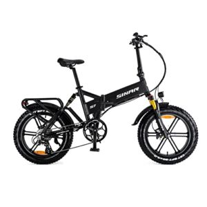Sinar Electric Bike for Adults 35MPH 750w Motor Electric Bicycle 48V 15AH Samsung Cells Removable Battery 20” Fat Tire Foldable Electric Bike, Snow Beach Mountain E Bike Shimano 8-Speed