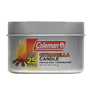 Coleman Scented Outdoor Citronella Candle with Wooden Crackle Wick – 6 oz