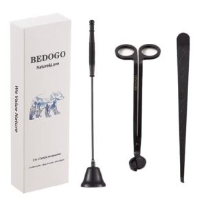 BEDOGO Animal Theme 3in1 Candle Accessory Set, with Wick Trimmer, Wick Dipper, Candle Snuffer, Elegant Gift for Candle Lovers (Black)