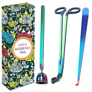 DANGSHAN 3 in 1 Candle Accessory Set – Candle Wick Trimmer, Candle Wick Cutter, Candle Snuffer Extinguisher, Candle Wick Dipper with Gift Package for Candle Lovers (Multicolor)