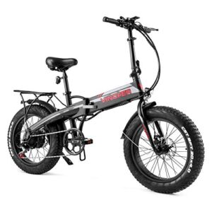 Electric Bike, 750W Peak Motor 20″ Fat Tire Electric Foldable Bikes for Adult, Shimano 7-Speed Snow Beach EBike with 13Ah Removable Lithium Battery, Folding Electric Bike Mountain Bike UL Certified