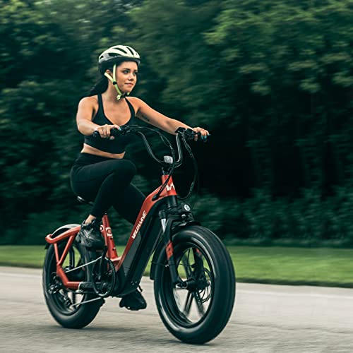 VELOWAVE Electric Bike for Adults, 750W BAFANG Motor 48V 15Ah LG Battery, 20″ x 4.0″ Fat Tire Ebikes for Adults, Step-Thru Electric Bicycle with Shimano 7-Speed (Red/Black) | The Storepaperoomates Retail Market - Fast Affordable Shopping