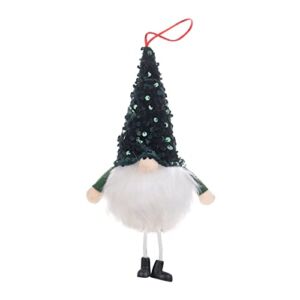 HYUIYYEAA Crystal Christmas Ornament Christmas Dolls Decoration Christmas Leggy Beaded Pendant Faceless Doll Glow in The Dark Forest Man Doll Crown of Dwarf Statue Small (Green, One Size)