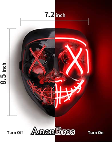 AnanBros Scary LED Halloween Mask, Masquerade Cosplay Light Up Face Mask for Men Women Kids Red | The Storepaperoomates Retail Market - Fast Affordable Shopping