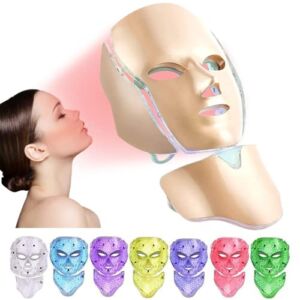 Led-Face-Mask-Light-Therapy 7 Color Photon Skin Care Red Light Therapy Face Mask Rejuvenation Mask with Face and Neck