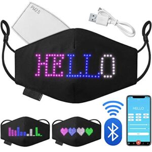 Digital Led Face Mask | Comfortable Lightweight App Controlled Led Mask | Display Message and Music Mode Light up Face Mask | Rechargeable and Wireless Light Up Masks for Adults