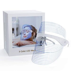 NUFR LED Light Facial Mask, 3 Colors Light Facial Photon Beauty Device for Facial Rejuvenation, Anti-Aging