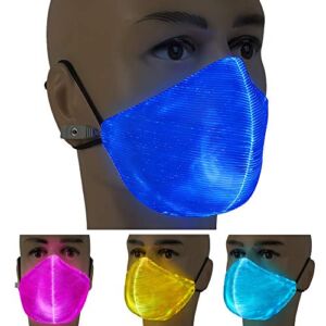 LED Rave Mask Light Up Mask Glowing 7 Colors Luminous ,USB Rechargeable for Costumes Party Christmas Halloween for Men Women Childs Face Mask