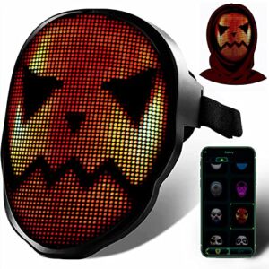 AINSKO LED Face Mask, APP Control Light Up Shining Mask with Bluetooth Programmable, Glowing and Luminous Mask for Halloween Costumes Cosplay Masks (USBC Rechargable)
