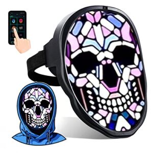 PULOUX Led Mask with Bluetooth Programmable,for Halloween Cosplay, Gift, Party Costume,light up mask for halloween,2022 Coolest Mask (Usb)