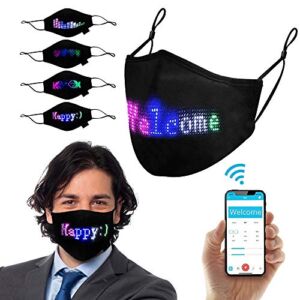 LED Face Mask, Light Up Mask For Adults, Bluetooth Smartphone App, Rechargeable, Digital Electronic Display, Programmable, For Halloween, Parties and Christmas
