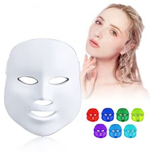 Led Face Mask 7 Color Photon Blue Red Light Therapy Skin Rejuvenation Facial Skin Care Mask Therapy Blue & Red Light Therapy Mask