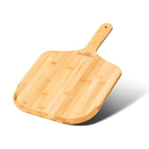 JIAFUEO Pizza Peel 12 inch, Bamboo Pizza Turning Peel Wooden Pizza Paddle Spatula Oven Accessory for Baking Homemade Pizza, Wood Cutting Board for Cheese Bread Fruit Vegetables