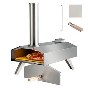 Giantex Outdoor Pizza Oven with 12” Pizza Stone, Foldable Legs, Portable Stainless Steel Pizza Maker for Outside, Wood Pellet Fired Pizza Oven for Camping Picnic Backyard Family Gathering