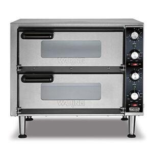 Waring Commercial WPO350 Medium-Duty Double Deck Pizza Ovens for Pizza up to 14″ diamater, Ceramic Deck, 240V, 3500W, 6-20 Phase Plug