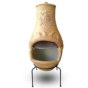 PetraTools Outdoor Pizza Oven Wood Fired, Mini Personal Sized Pizza Cooker, Chiminea-Terra Cotta, Great For Outside Parties, Home Pizza Oven, Pizza Grill (Yellow)