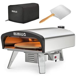 Mimiuo Outdoor Gas Pizza Oven Portable Stainless Steel Propane Pizza Stove Backyard Family Pizza Maker with Automatic Rotating Stone & Pizza Peel – (Tisserie G-Oven Series) – Global Patent