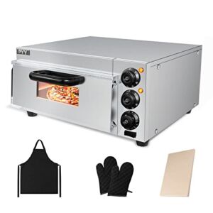 PYY Countertop Pizza Oven Commercial Pizza Cooker Electric Indoor Pizza Oven with Pizza Stone and Timer Silver