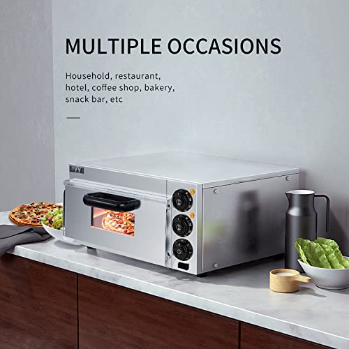 PYY Countertop Pizza Oven Commercial Pizza Cooker Electric Indoor Pizza Oven with Pizza Stone and Timer Silver | The Storepaperoomates Retail Market - Fast Affordable Shopping