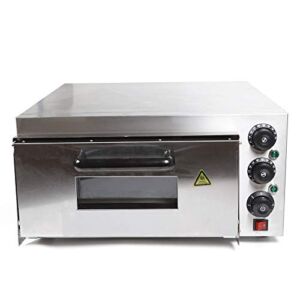 2KW Commercial Pizza Oven Stainless Steel Single Deck Fire Stone 110V Electric Pizza and Snack Oven for Restaurant Home Pizza Pretzels Baked Dishes