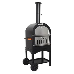 Outdoor Pizza Oven, 3-Tier Freestanding Charcoal BBQ Grill with Chimney, Portable Stainless Steel Pizza Oven for Garden Backyard Camping Cooking